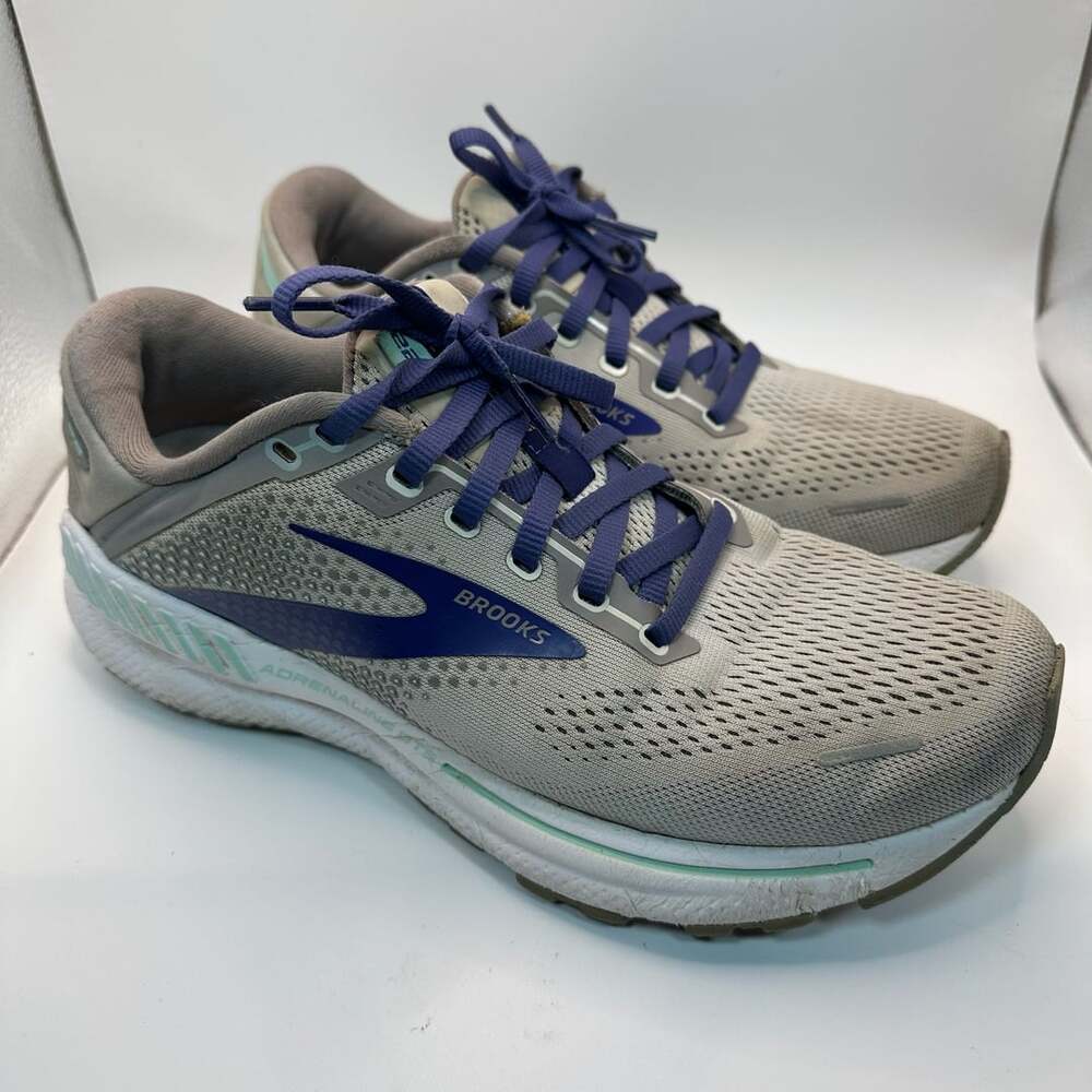 Brooks Adrenaline GTS 22 Running Shoes Womens Size 8.5B Gray Purple Mint